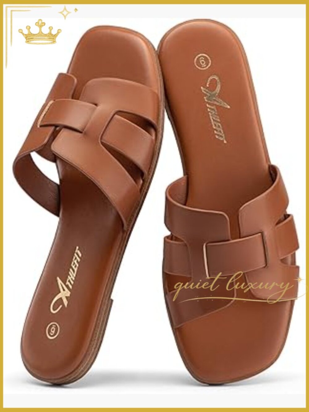 Women's Flat Slide Sandals Leather Square Toe Slip On Dressy Summer